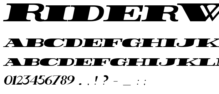 Rider Wide Expanded ExtraBlack Italic font